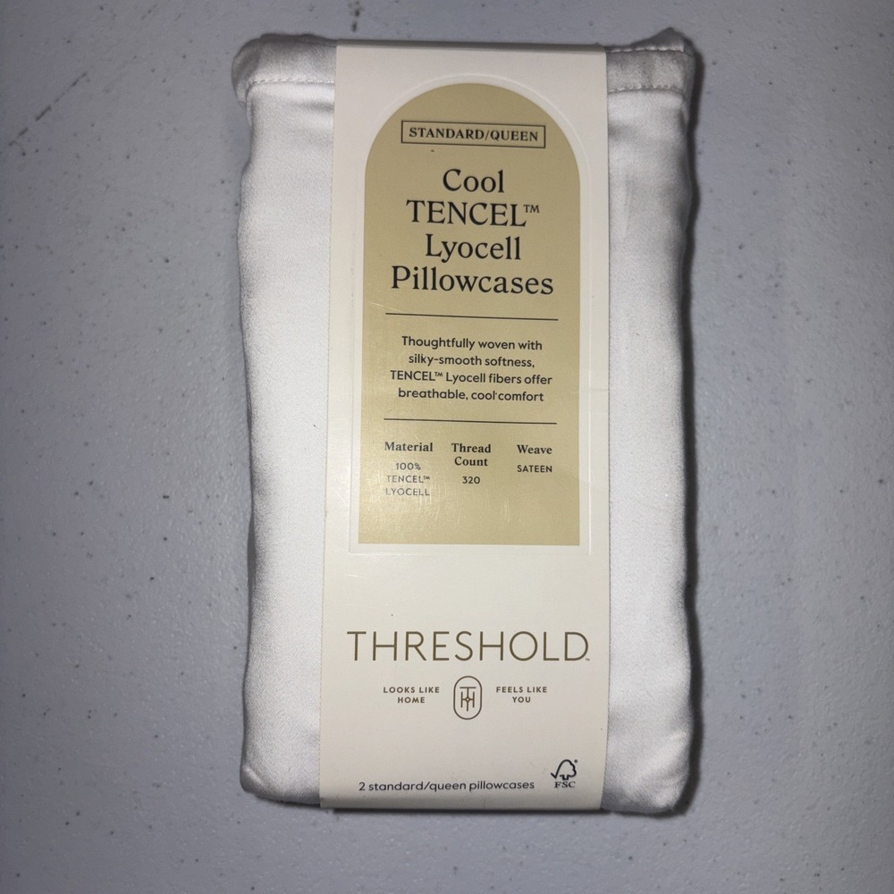 Threshold Cool Tencel Lyocell Pillowcases Standard/Queen White